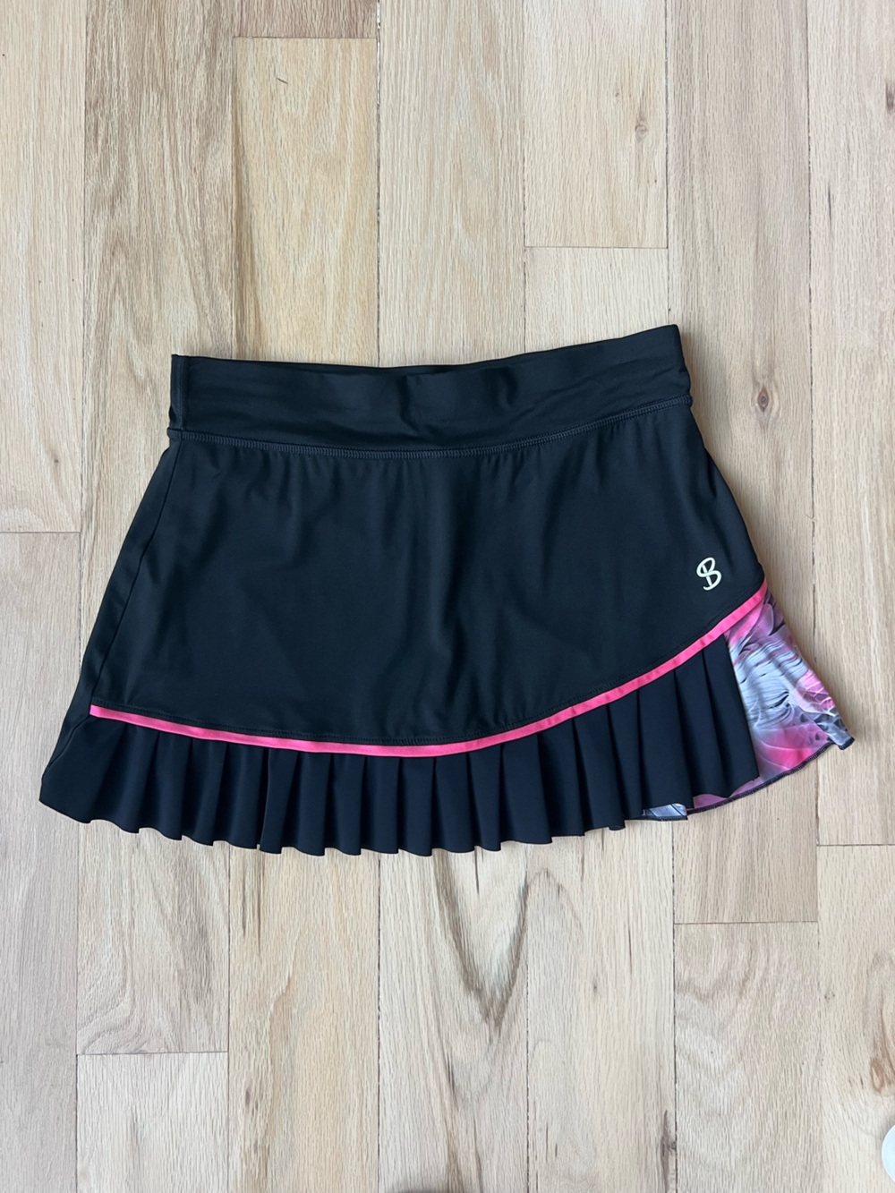 SOFIBELLA Tennis Pickleball Golf Skirt Skort Black Pink Ruffle Athletic Sz Small